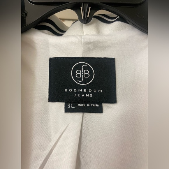 Boom Boom Jeans black & white striped Blazer ruched sleeves - Picture 5 of 6